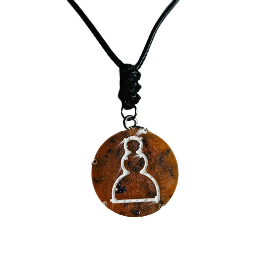 Orange Royal Pawn - Handmade Resin Chess Necklace