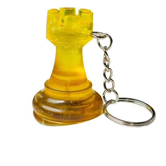 Yellow Translucent Rook - Handmade Resin Keychain - Large Edition