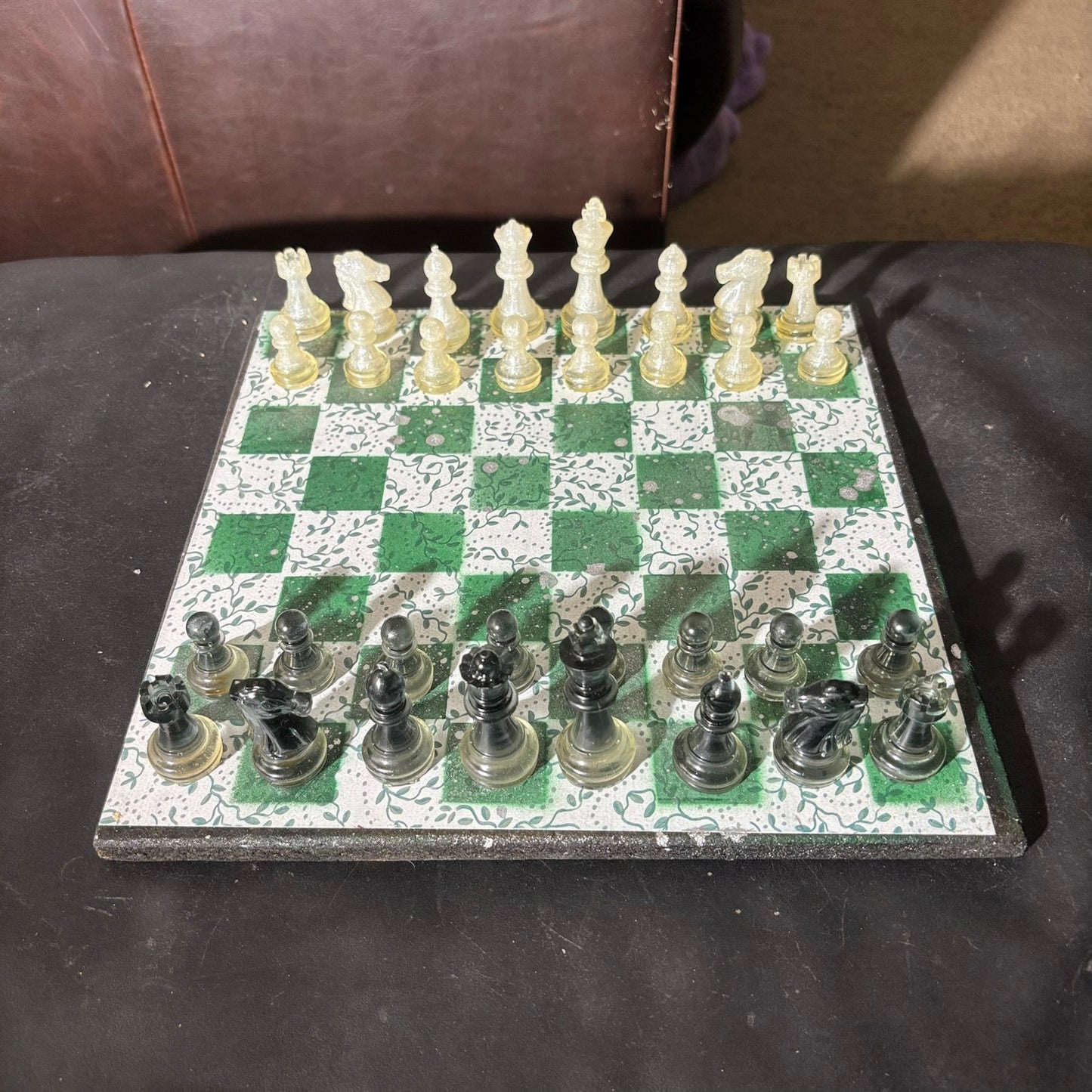 Royal Green Pattern - Scrapbook Chess Set