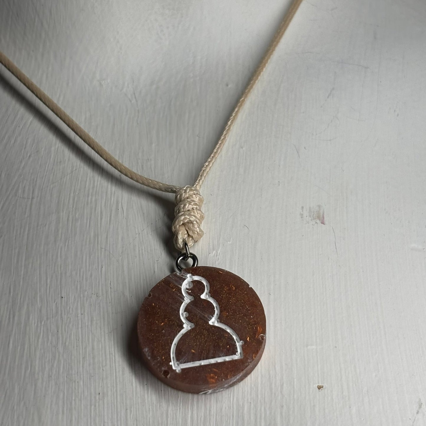 Coffee Brown Pawn - Handmade Resin Chess Necklace