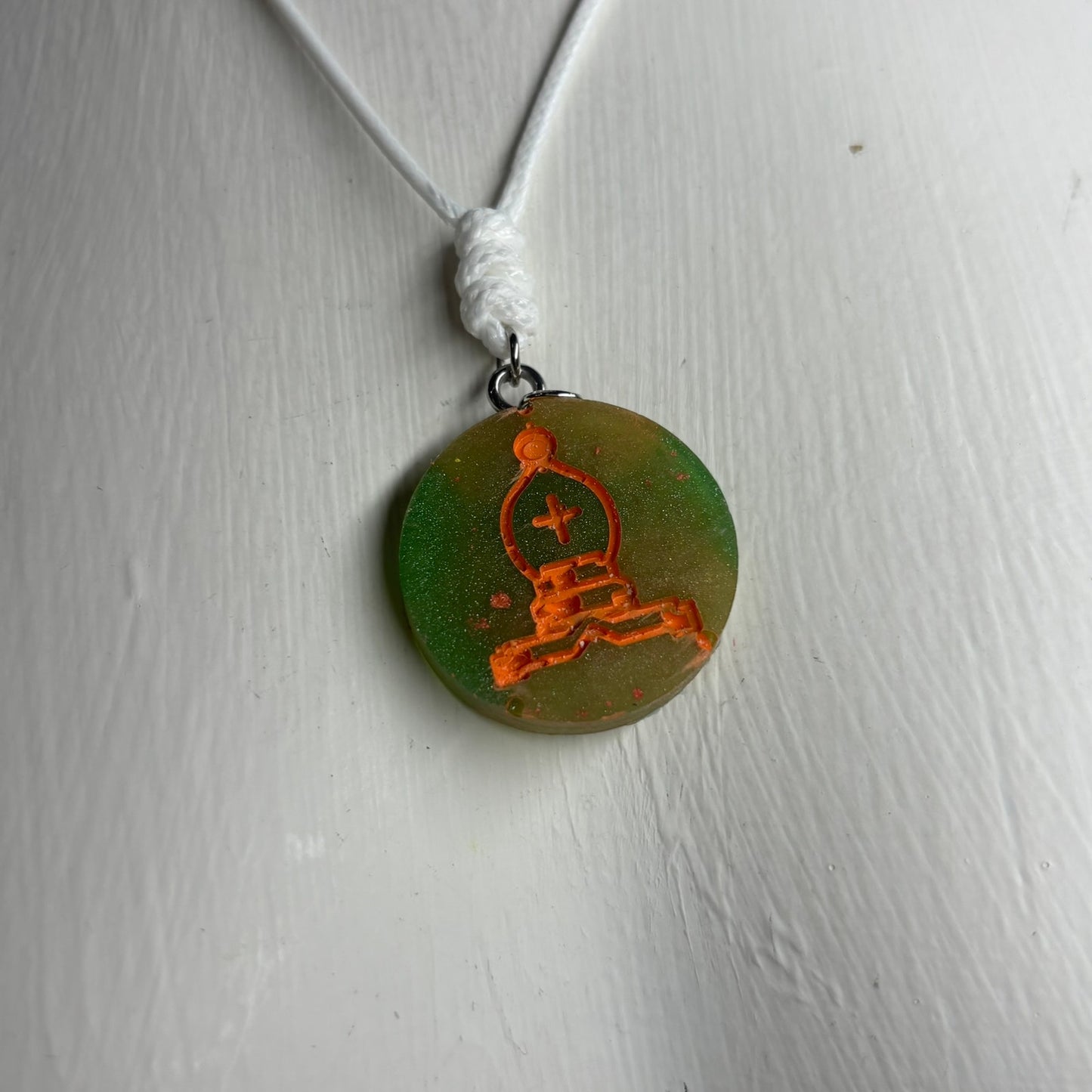 Dirty Green Bishop - Handmade Resin Chess Necklace