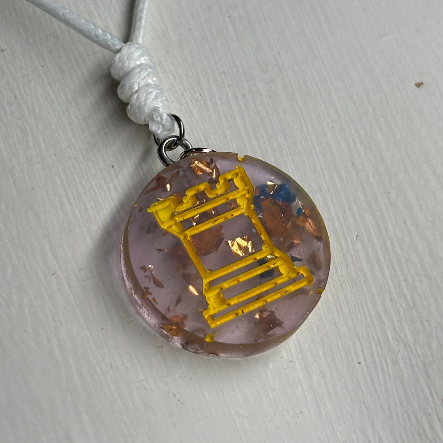 Translucent Purple Rook - Handmade Resin Chess Necklace