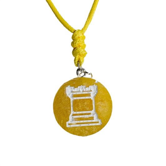 🎁 Bright Yellow Rook - Handmade Resin Chess Necklace (100% off)