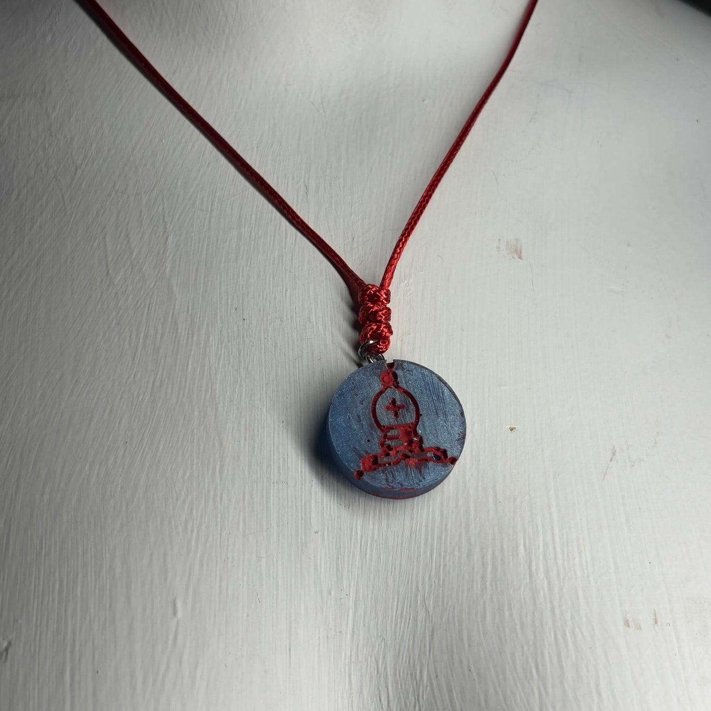 Deep Blue Bishop - Handmade Resin Chess Necklace