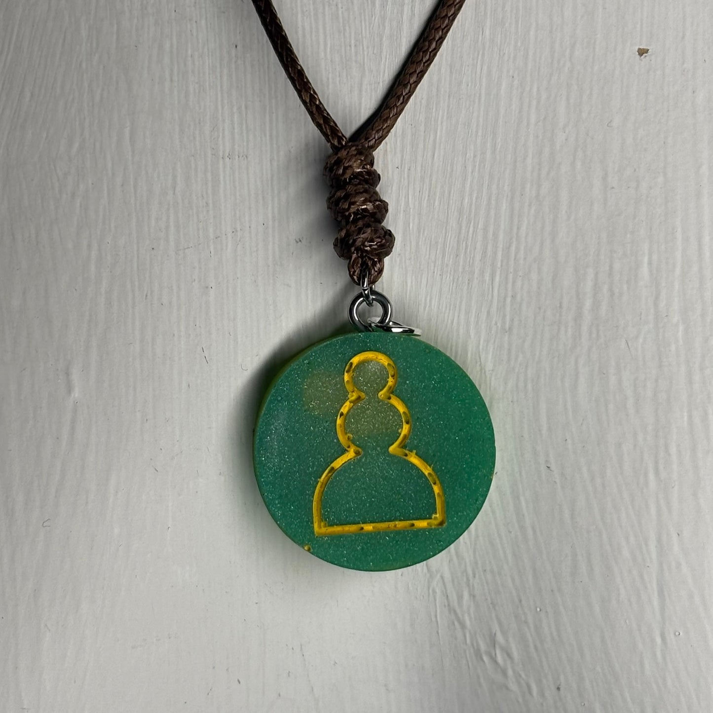 Green Pawn - Handmade Resin Chess Necklace