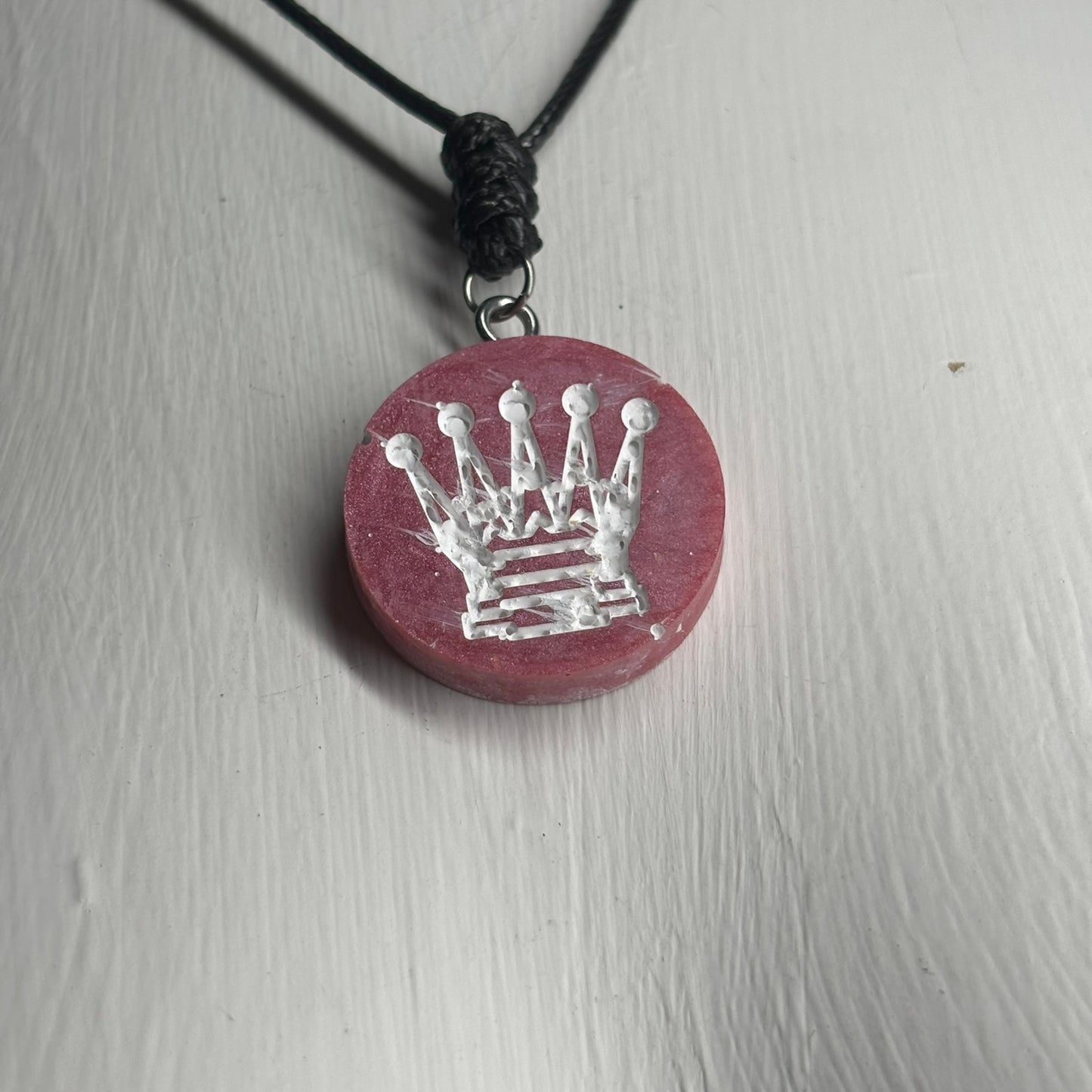 Solid Pink Queen - Handmade Resin Chess Necklace