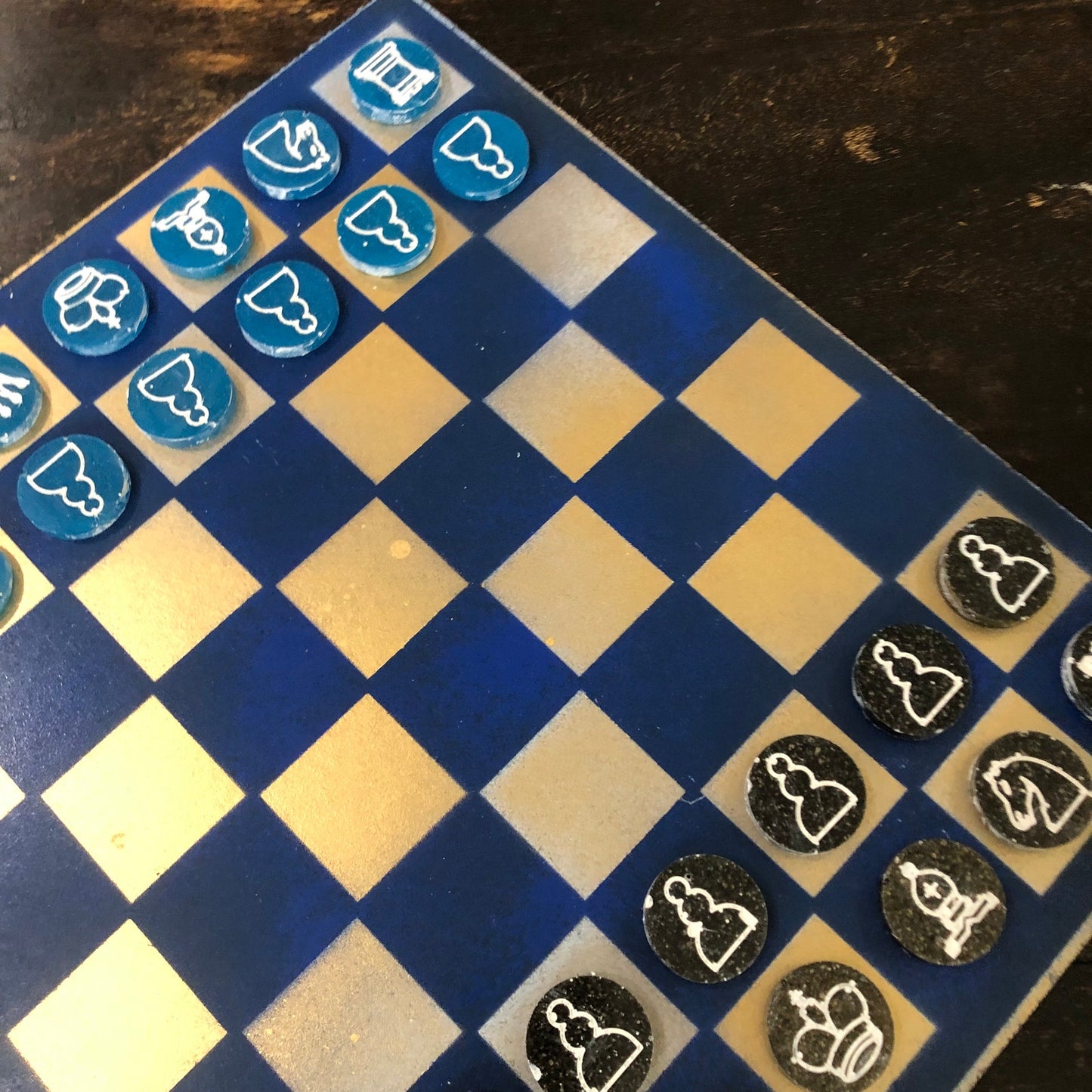 Golden Blue - Painted Chess Set