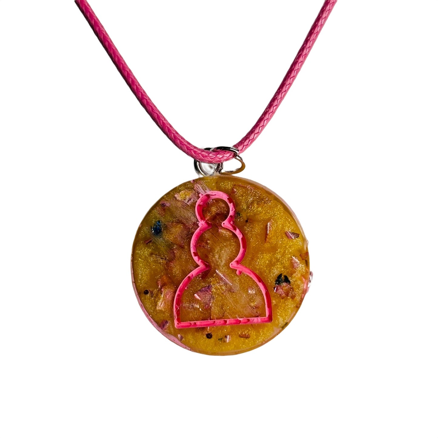 Banana Pink Pawn - Handmade Resin Chess Necklace