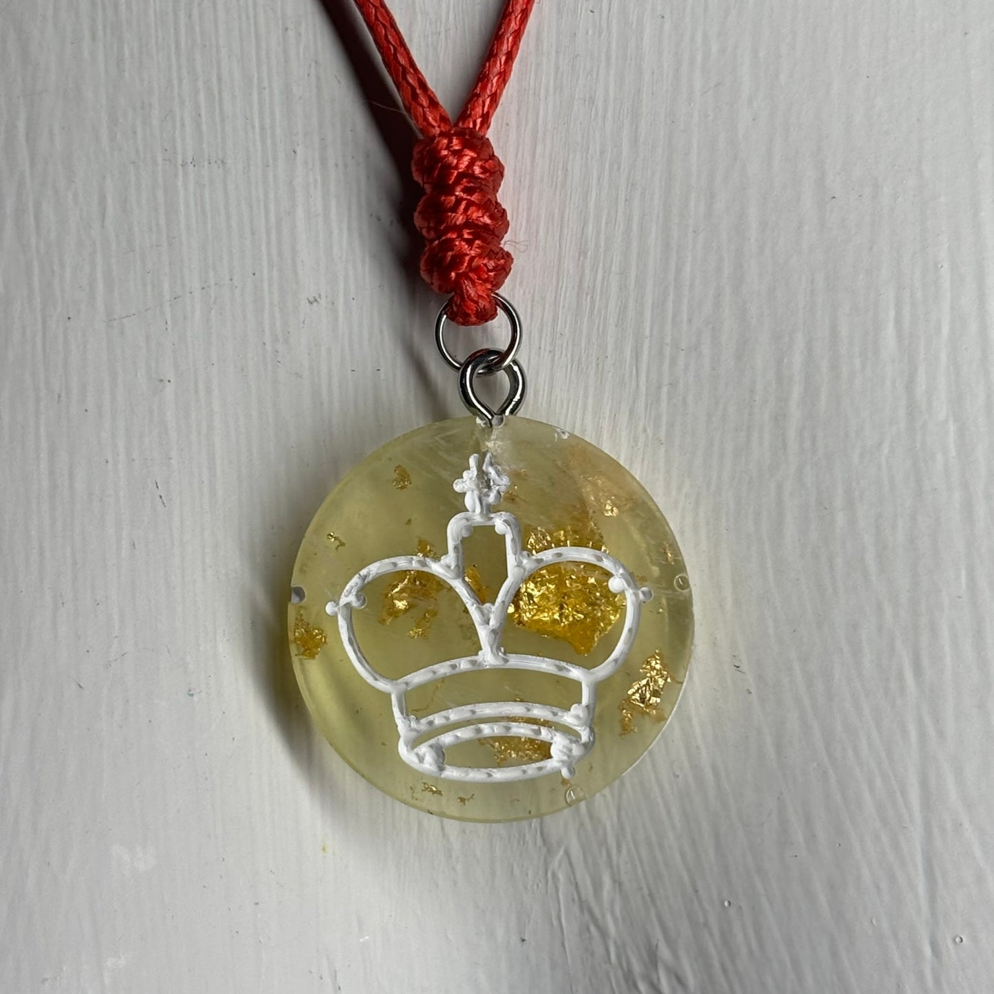 Crystal Yellow King - Handmade Resin Chess Necklace