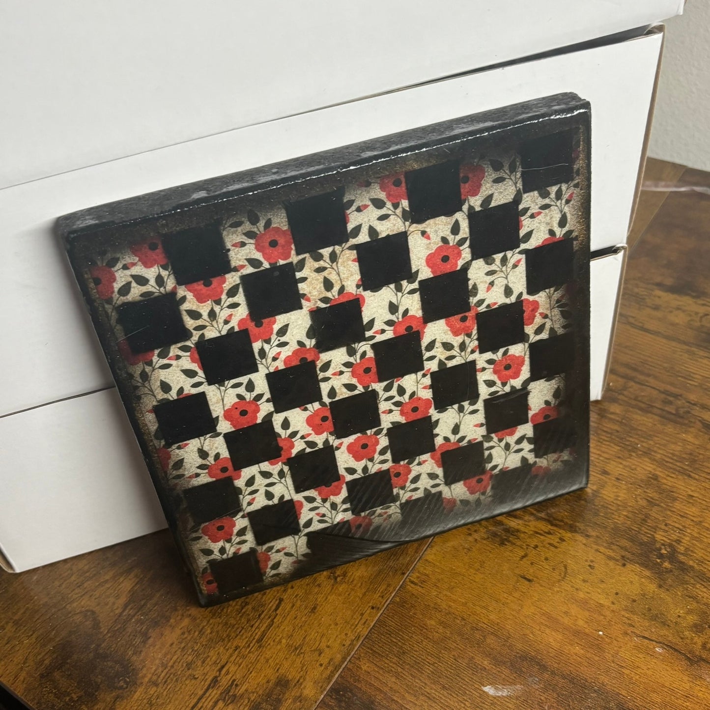 Fancy Flowers - Resin Coated Chess Board