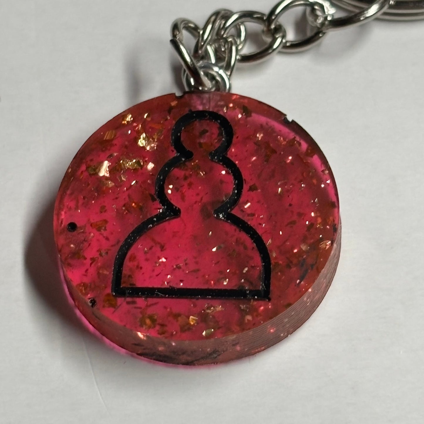Fire Emerald Pawn - Handmade Resin Keychain - Flat Edition