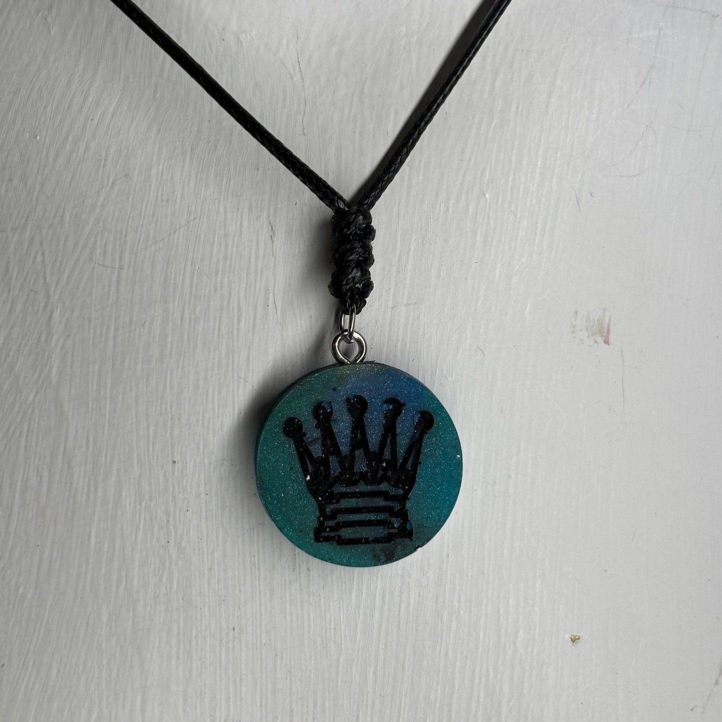 Dark Blue King - Handmade Resin Chess Necklace