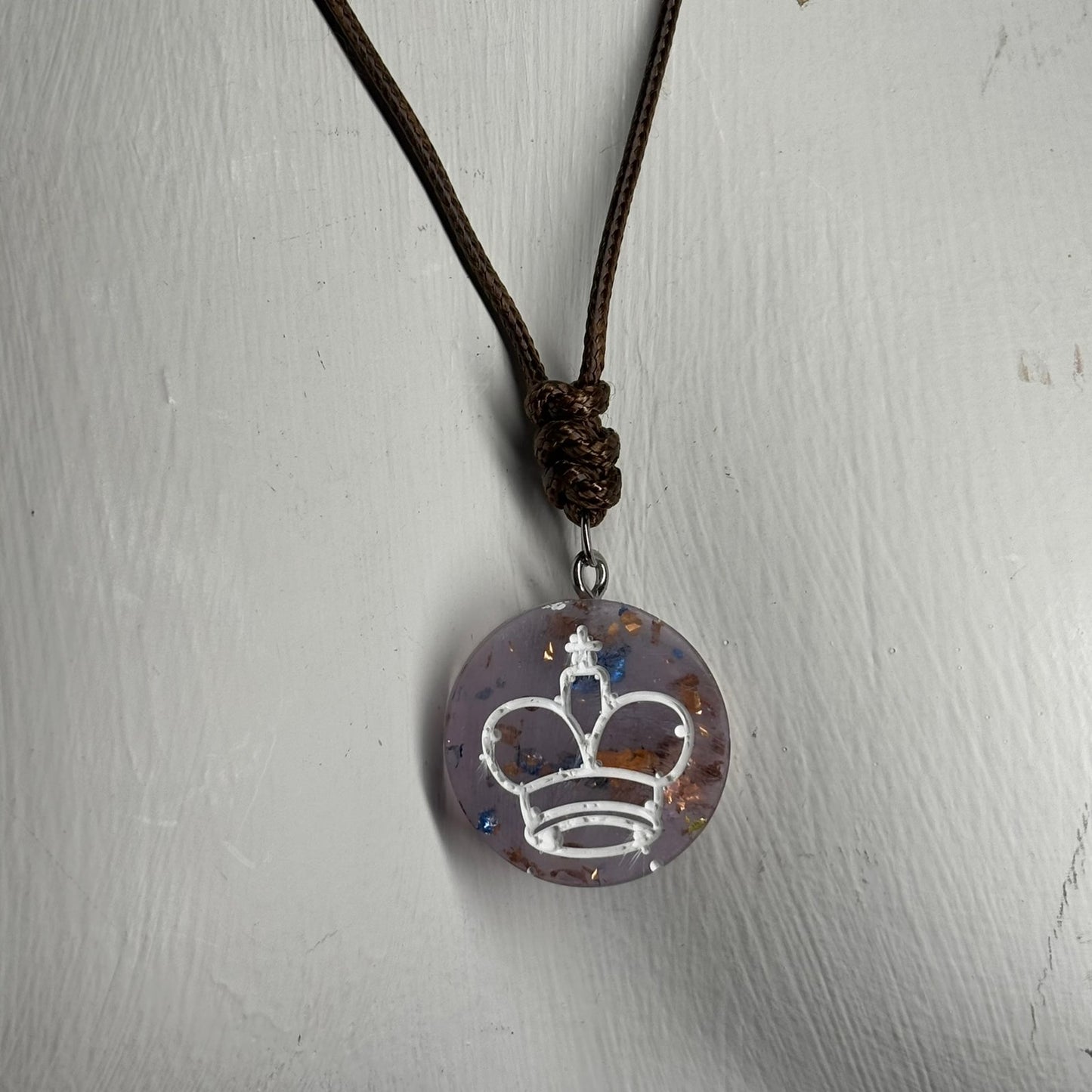Translucent Purple King - Handmade Resin Chess Necklace