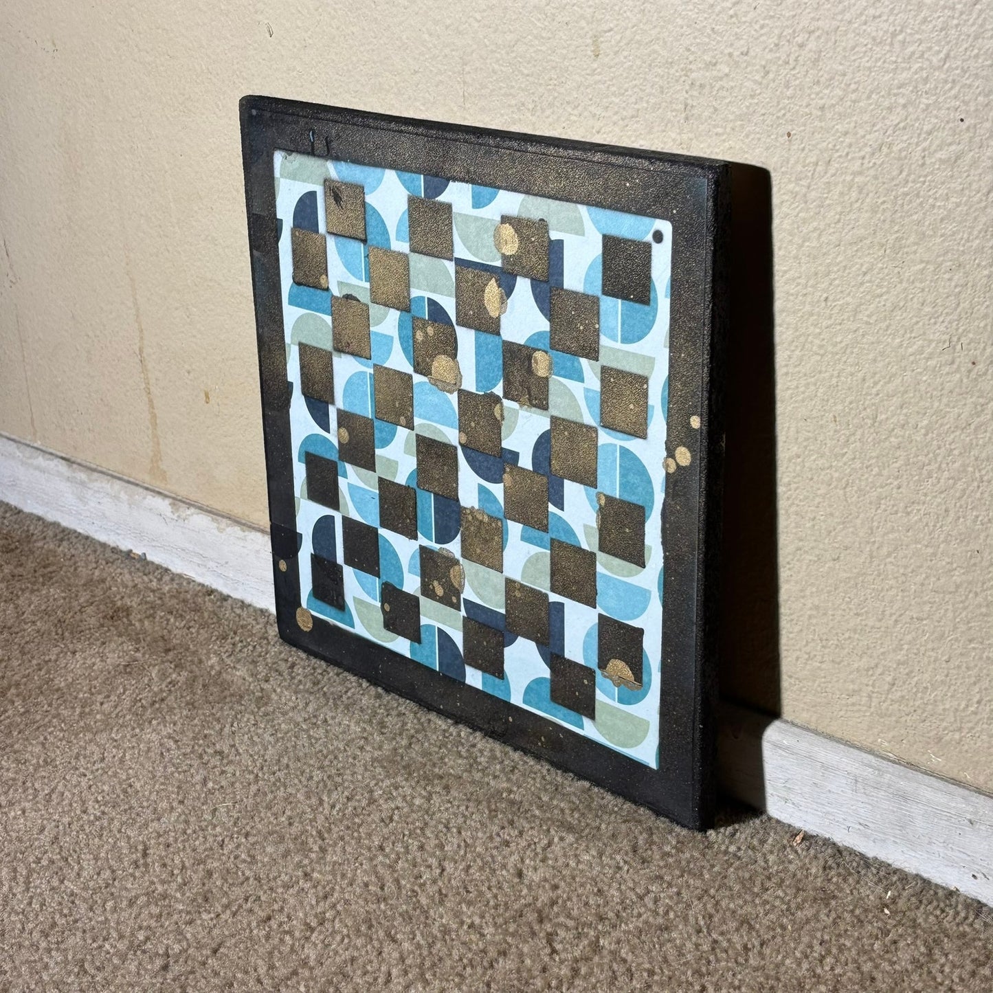 Aqua Blue Gold - Scrapbook Chess Board