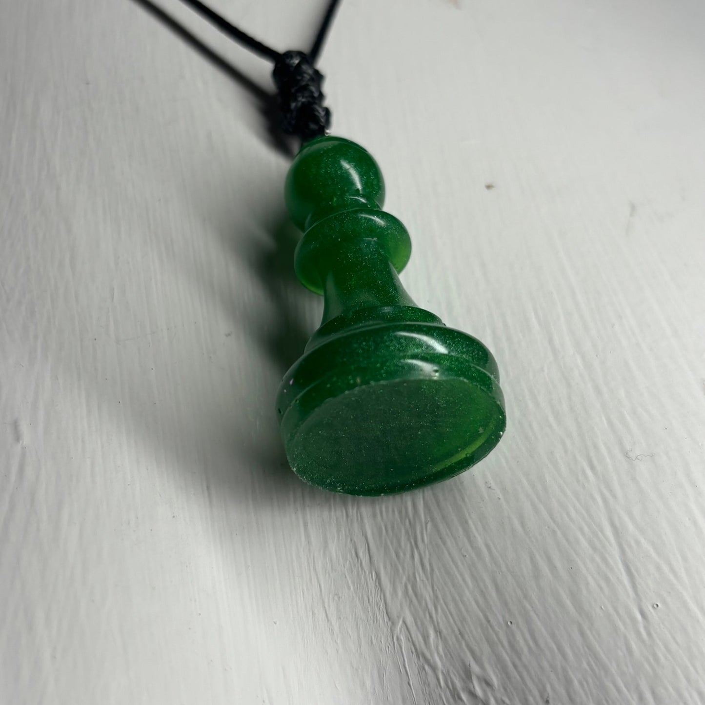 Solid Forest Green Bishop - Handmade Resin Chess Necklace
