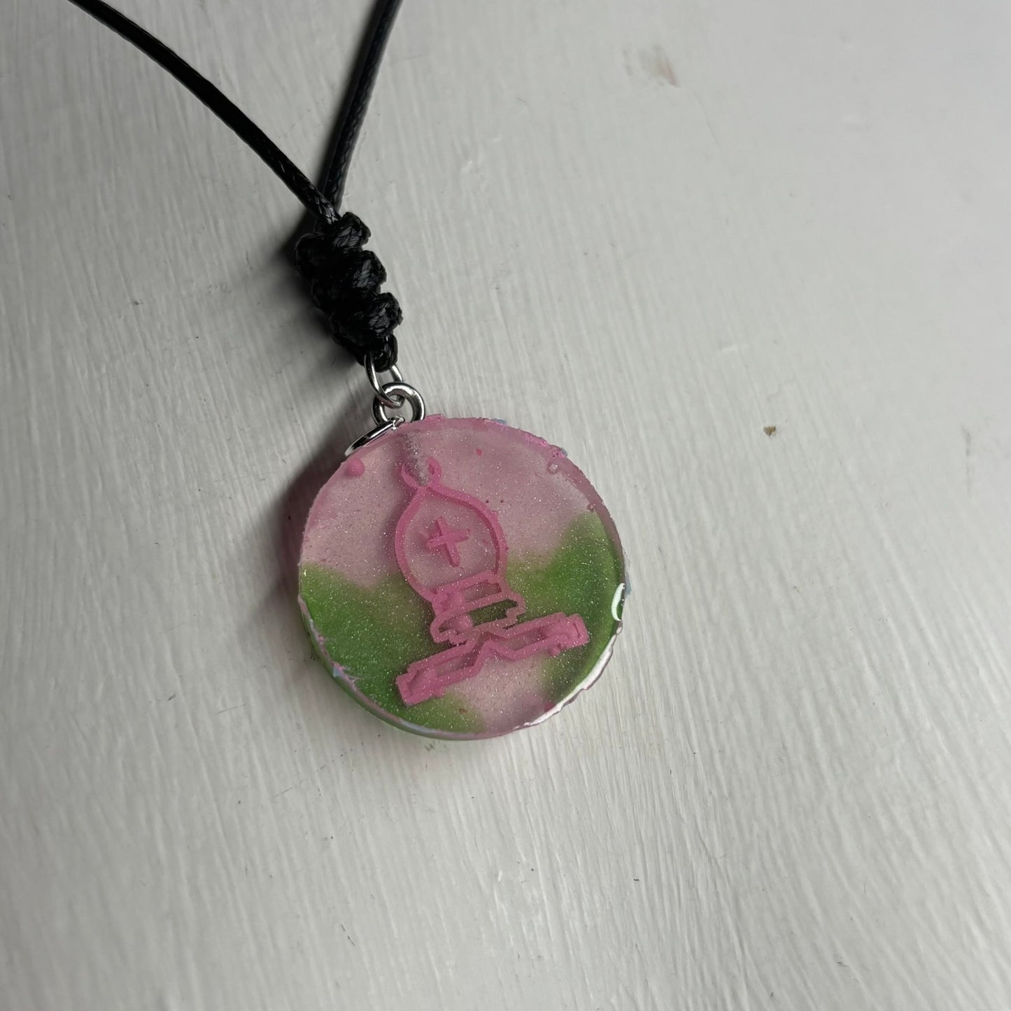 Vibrant Pink Bishop - Handmade Resin Chess Necklace