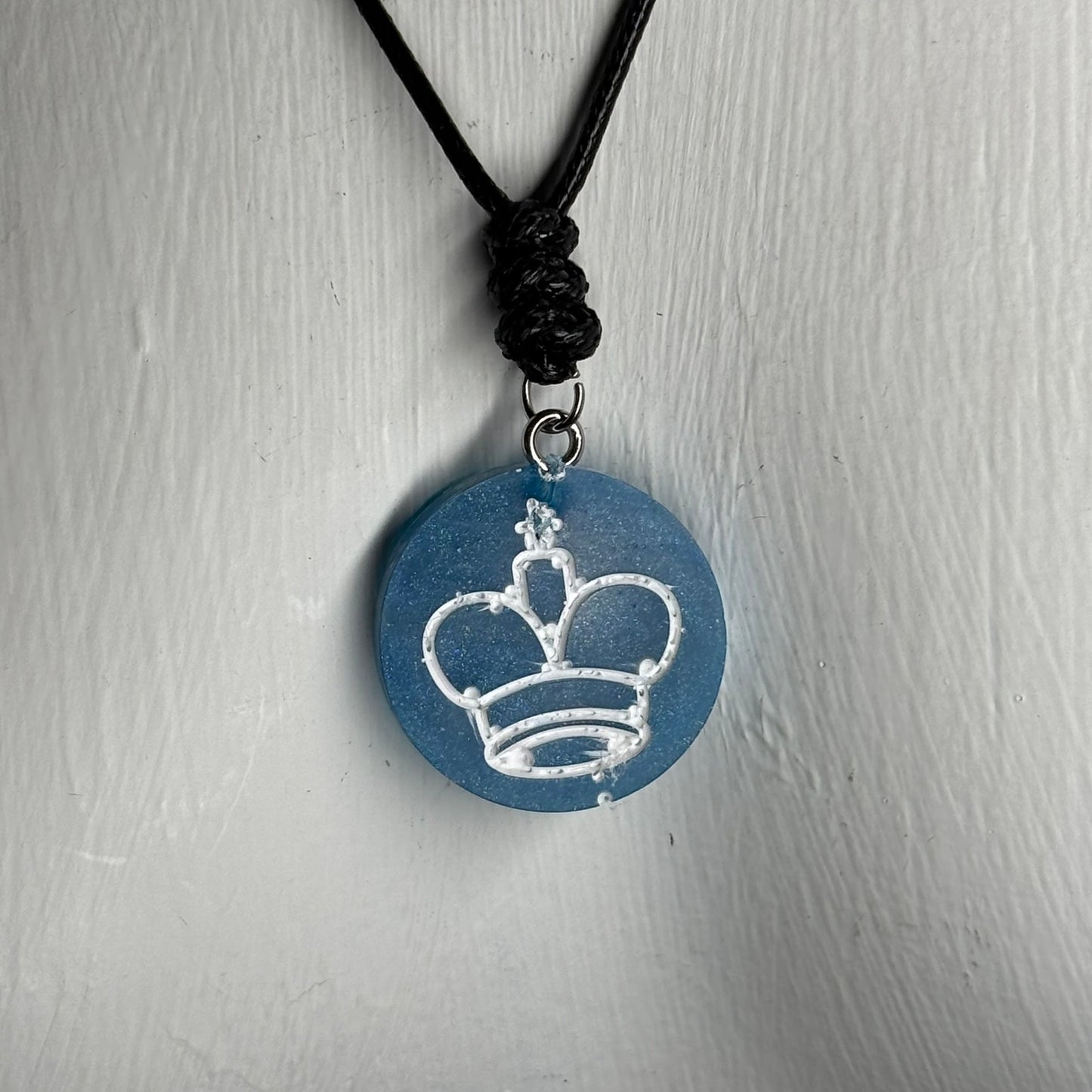 Blue King - Handmade Resin Chess Necklace