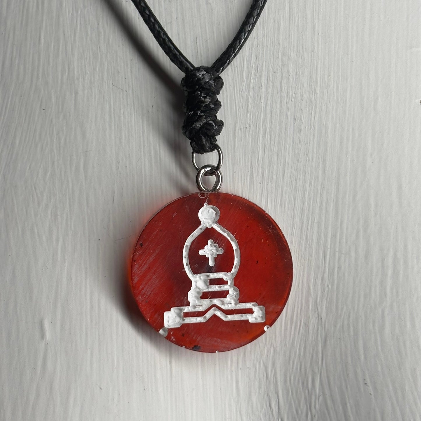 Cherry Red Bishop - Handmade Resin Chess Necklace