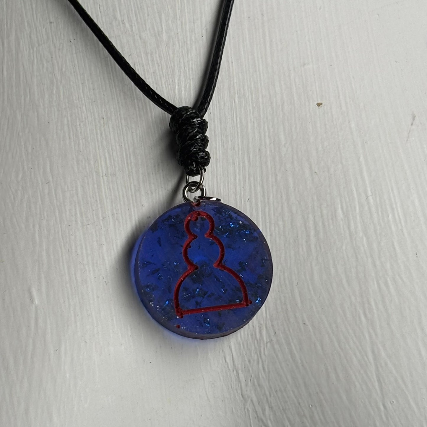 Simple Blue Pawn - Handmade Resin Chess Necklace