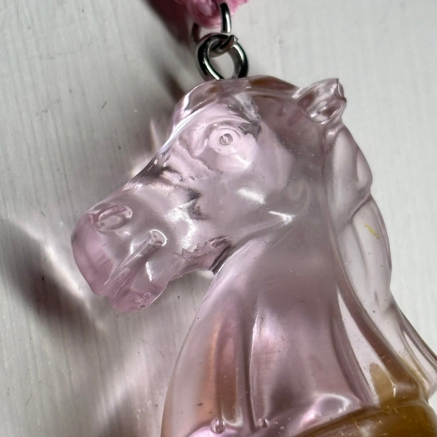 Simple Pink Knight - Handmade Resin Chess Necklace