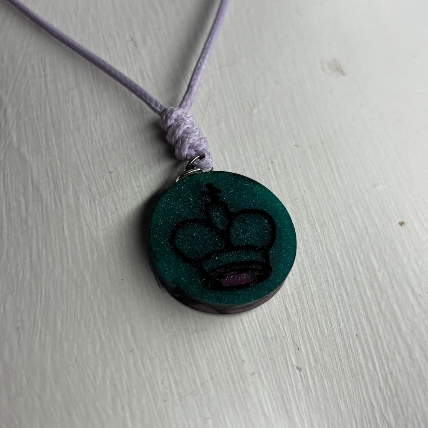 Dark Green King - Handmade Resin Chess Necklace