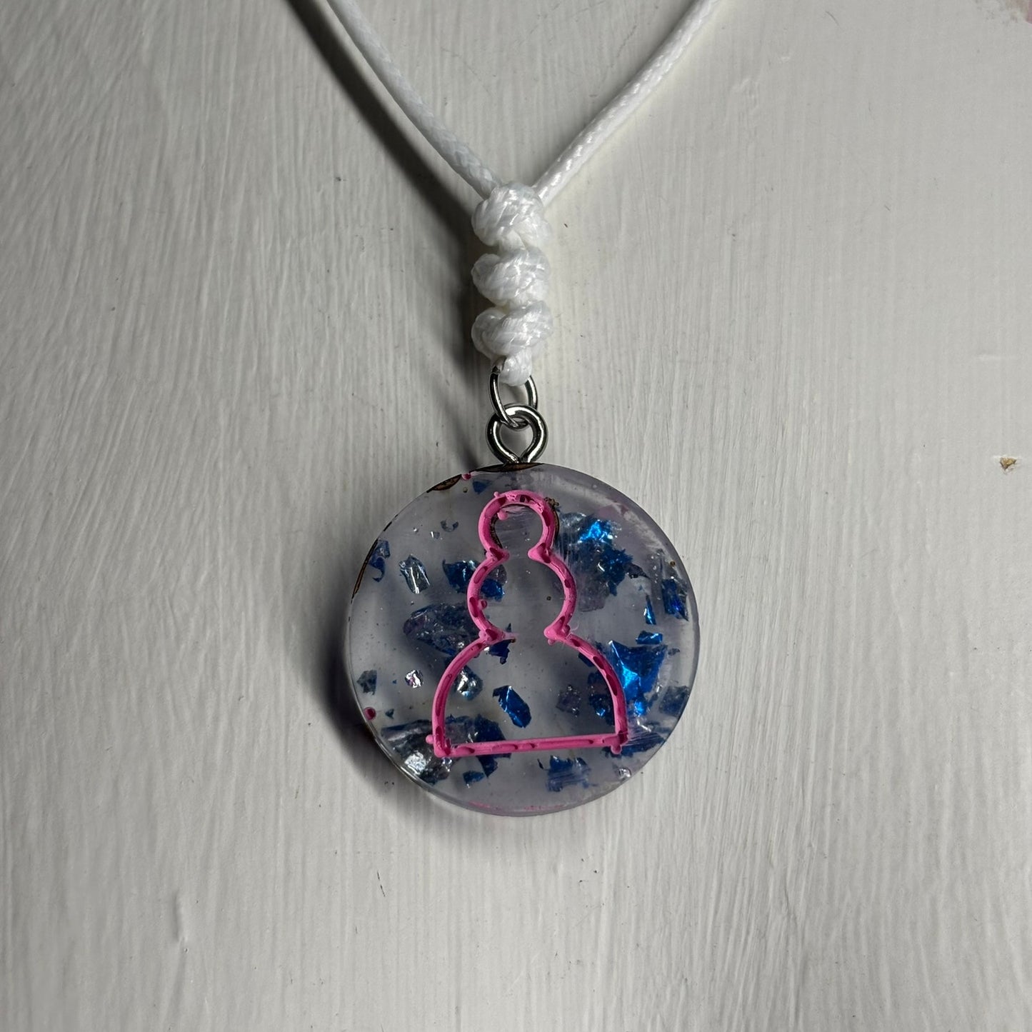 Pink Royal Pawn - Handmade Resin Chess Necklace