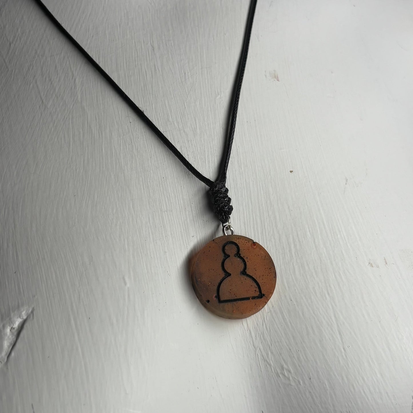 Orange Pawn - Handmade Resin Chess Necklace