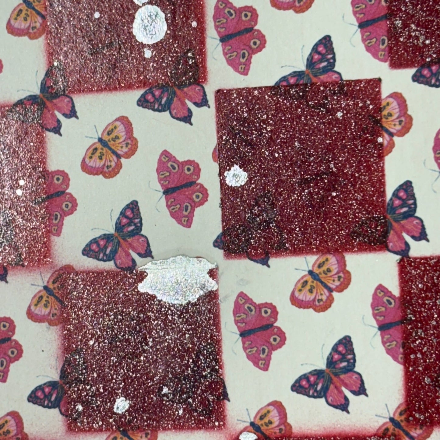 Red Butterflies - Scrapbook Chess Board