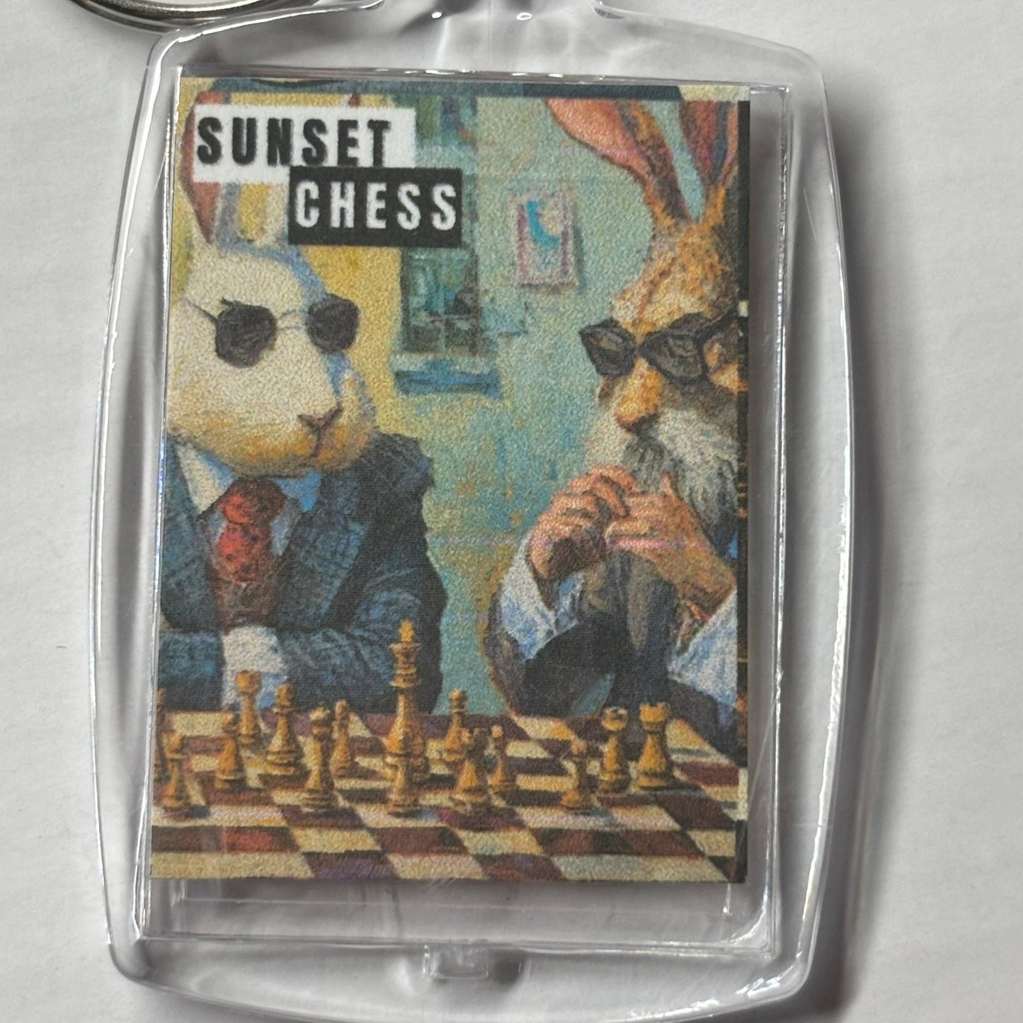 Bunny Play - Chess  Photo Keychain