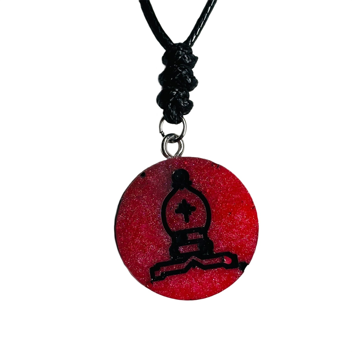 Rich Red Bishop - Handmade Resin Chess Necklace