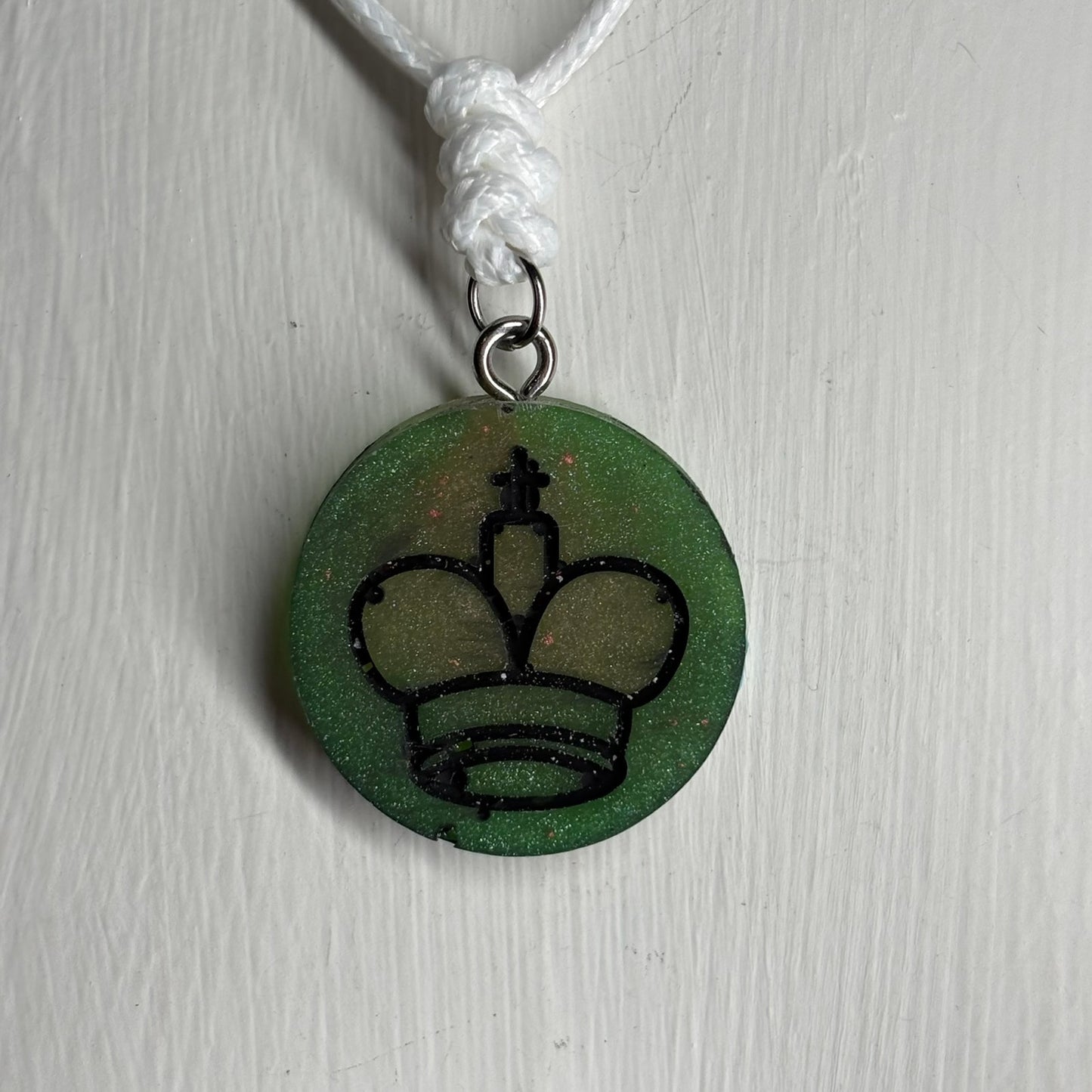Swamp Green King - Handmade Resin Chess Necklace