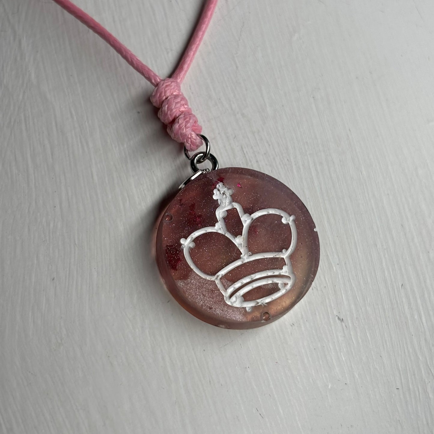 Pink Coffee King - Handmade Resin Chess Necklace