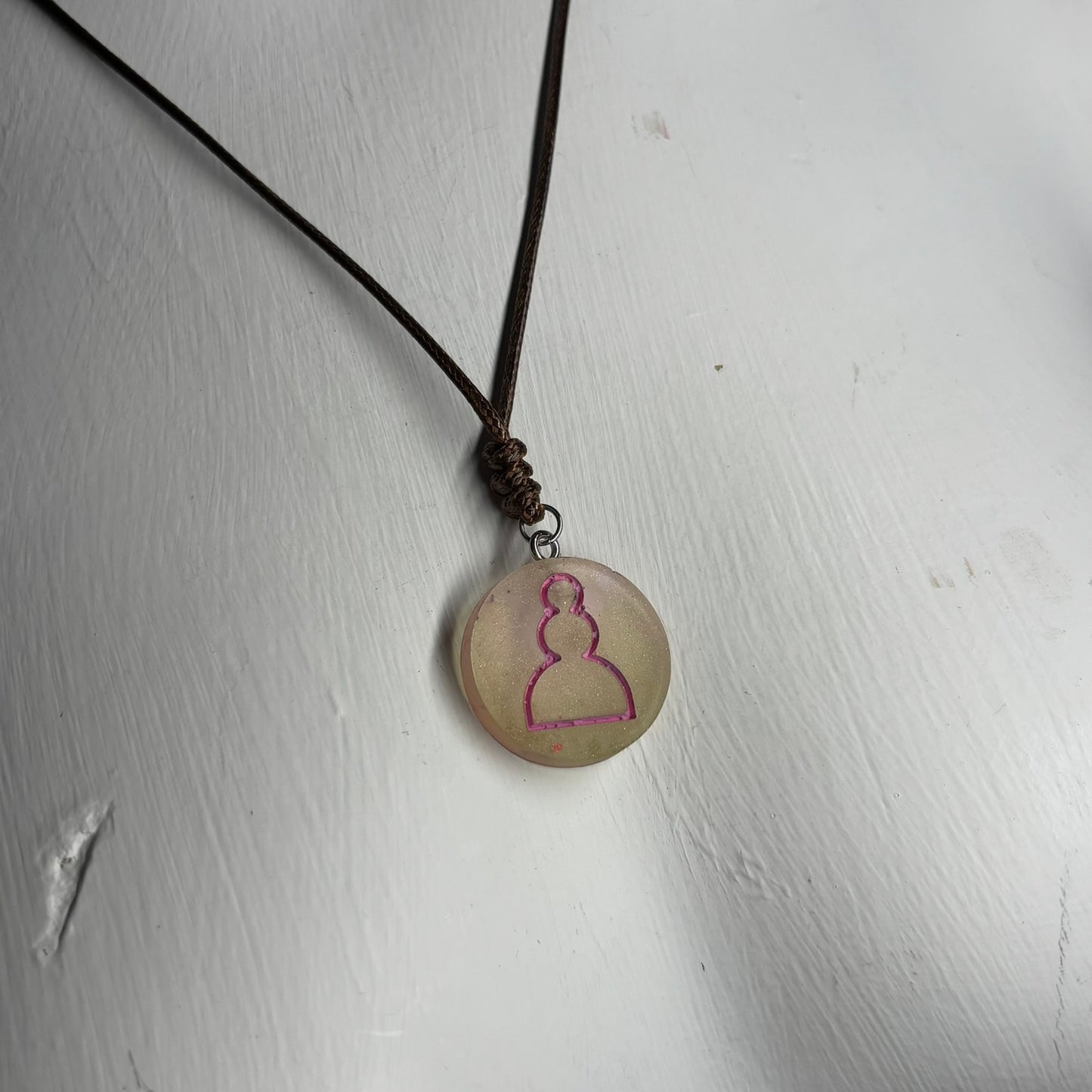 Clear Pink Pawn - Handmade Resin Chess Necklace