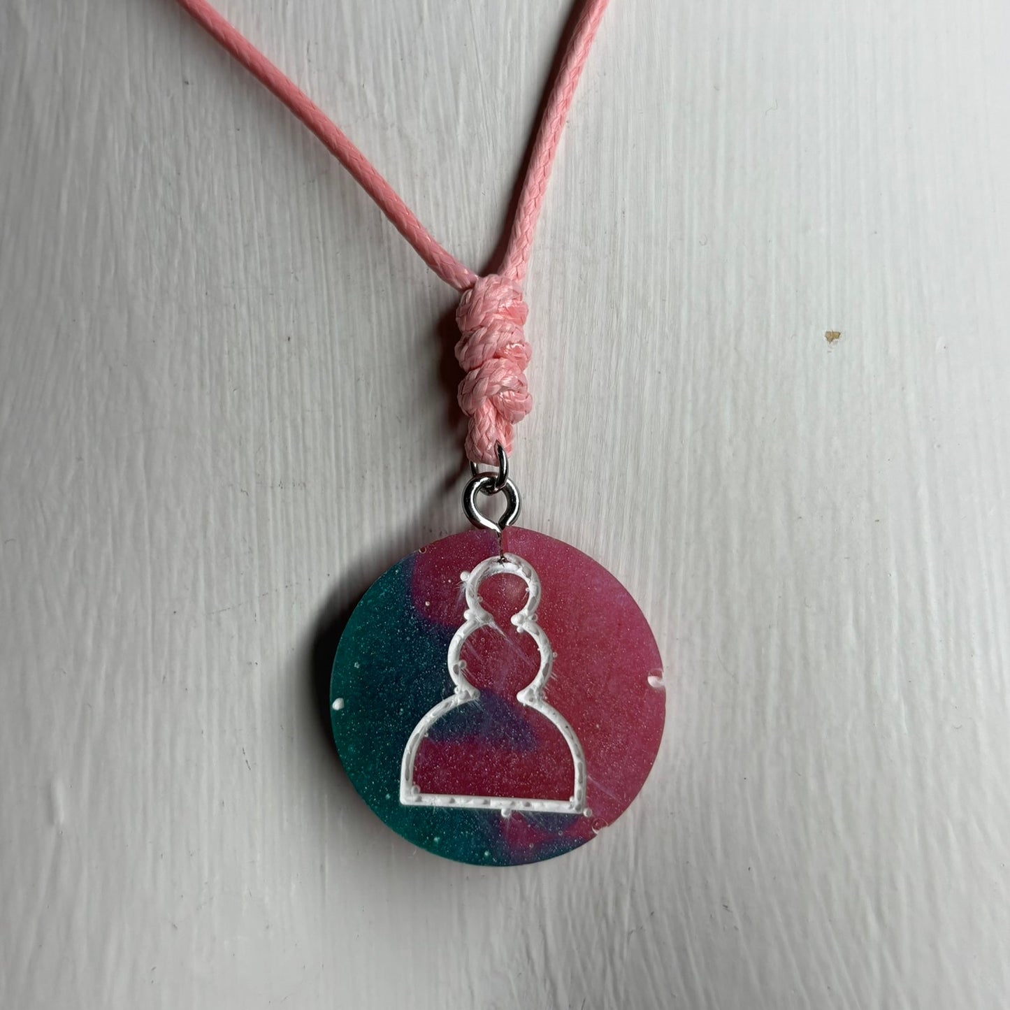 Pink Blue Mixed Pawn - Handmade Resin Chess Necklace