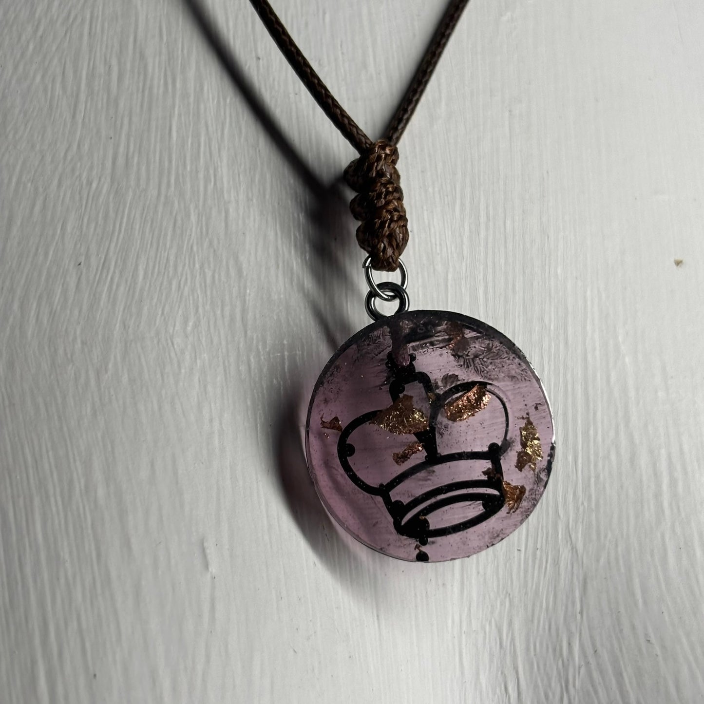 Violet Purple King - Handmade Resin Chess Necklace