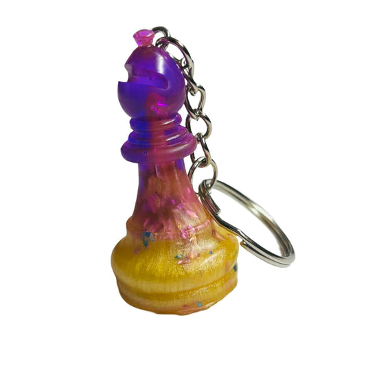 Royal Purple & Gold Bishop - Handmade Resin Keychain