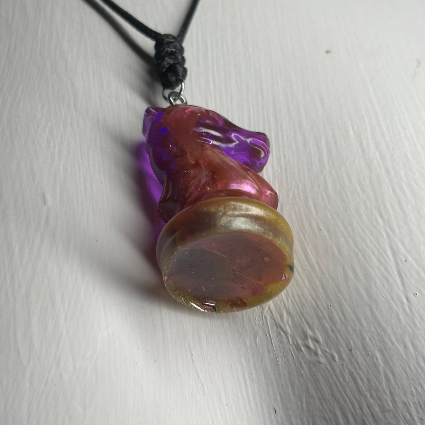 Purple Fluid Knight- Handmade Resin Chess Necklace