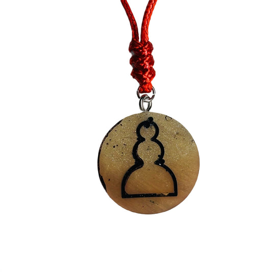 Cream Ash Pawn - Handmade Resin Chess Necklace
