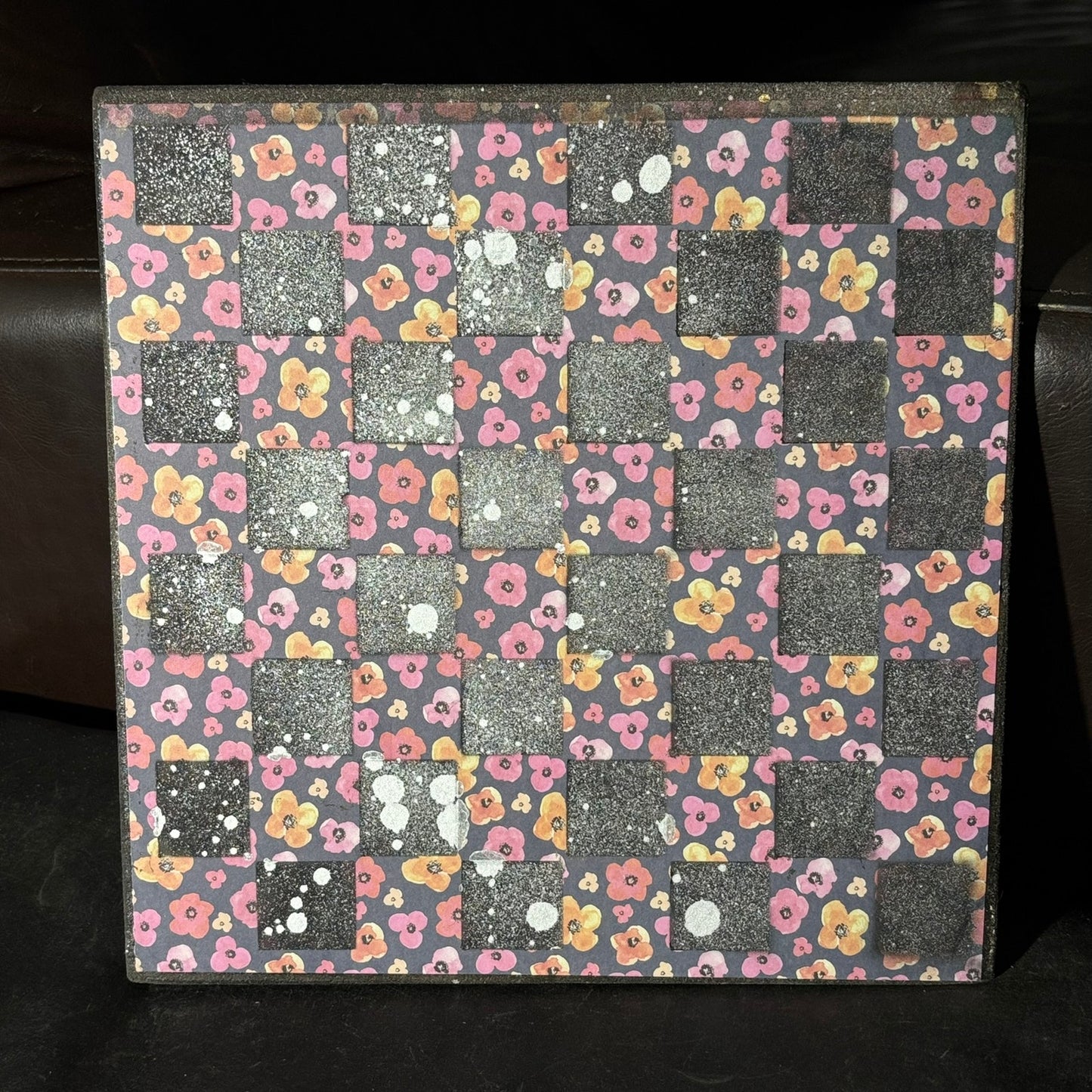 Purple & Yellow Flowers - Scrapbook Chess Board