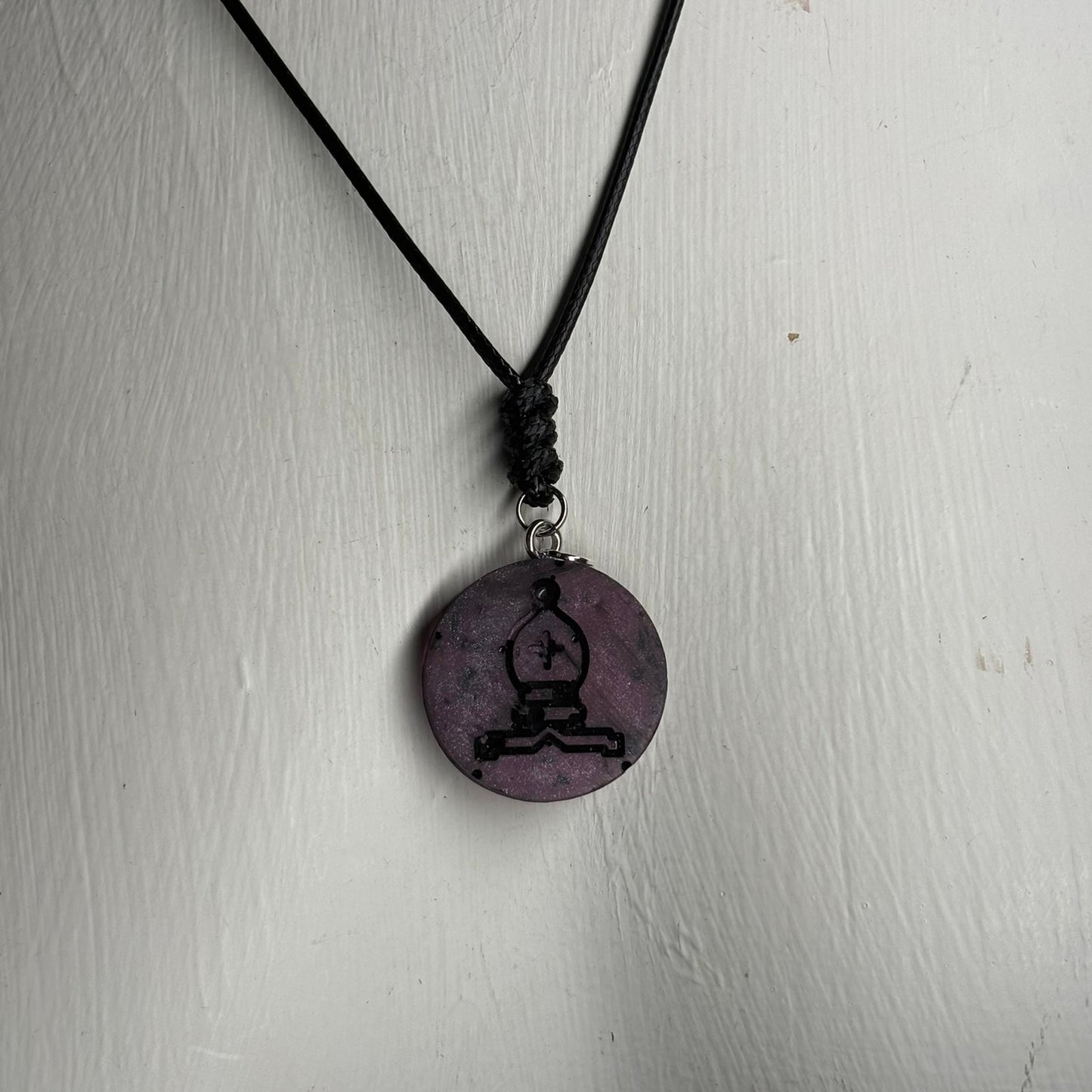 Purple Bishop - Handmade Resin Chess Necklace