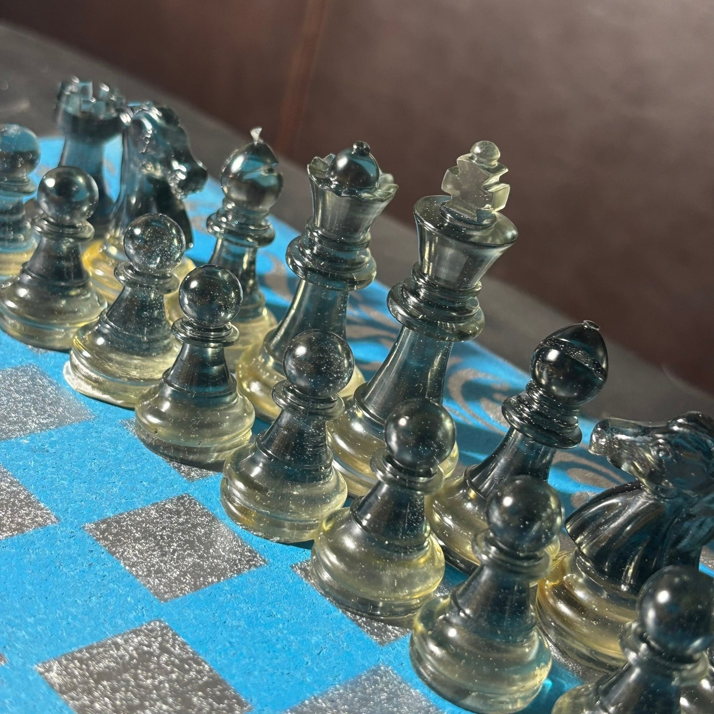 Yellow & Blue - Painted Chess Set