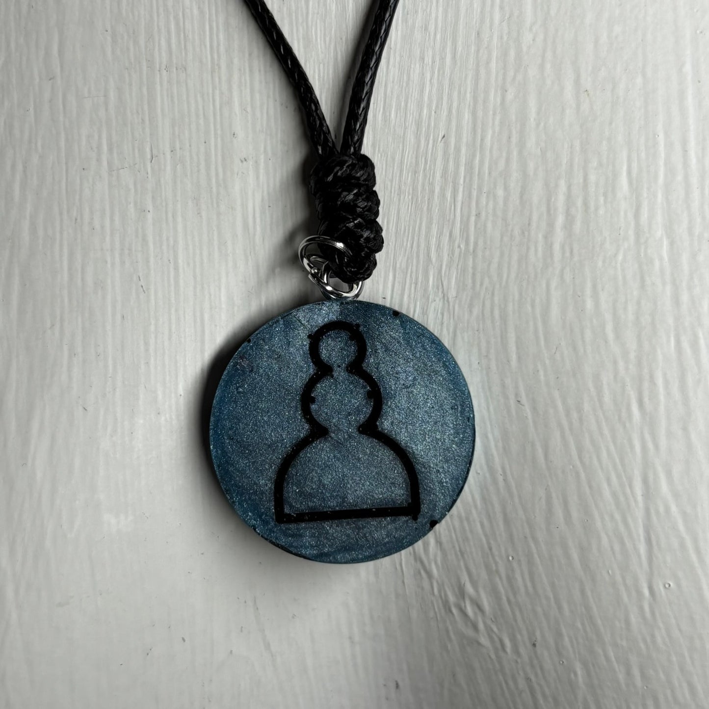 Blue Pawn - Handmade Resin Chess Necklace