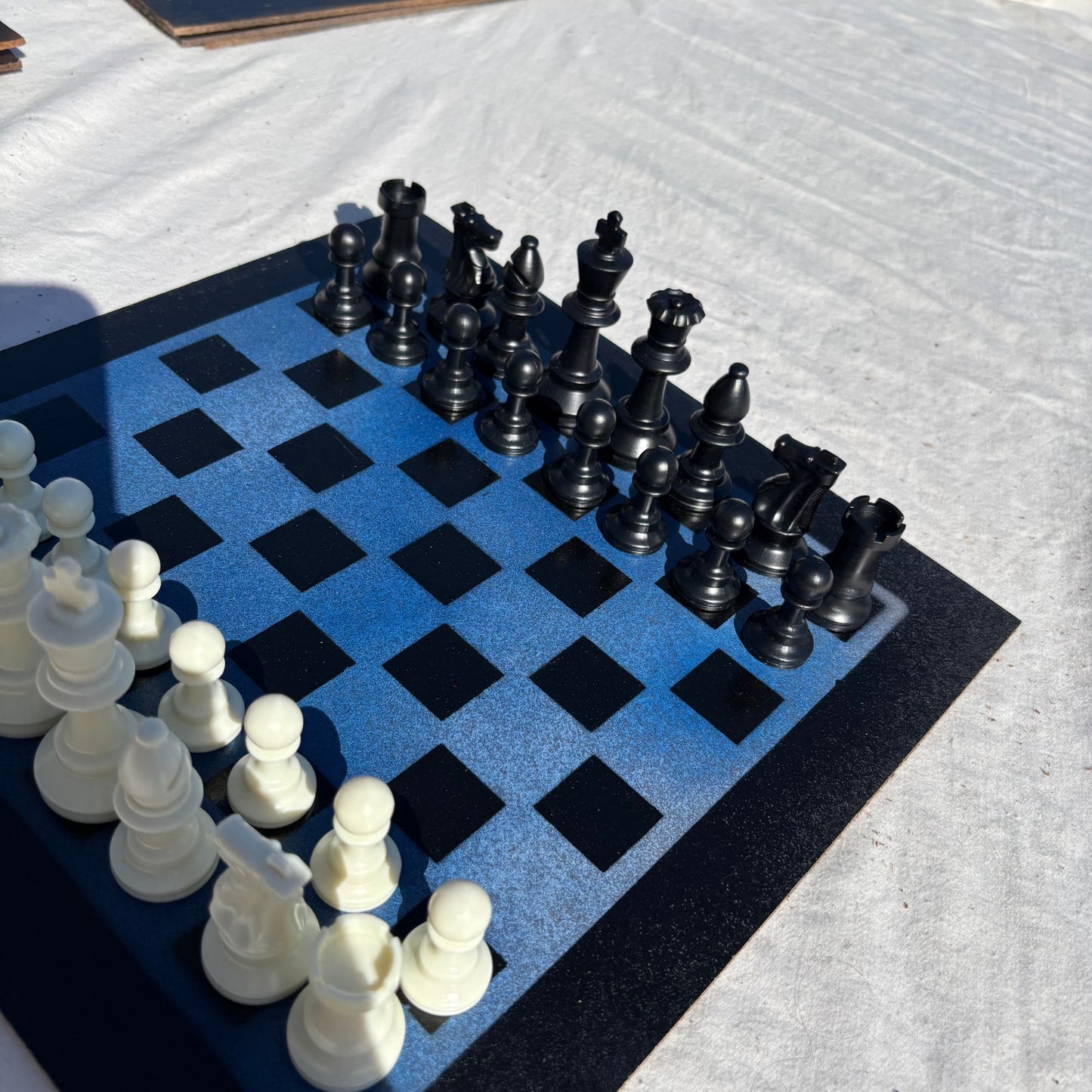 Blue & Black - Painted Chess Set