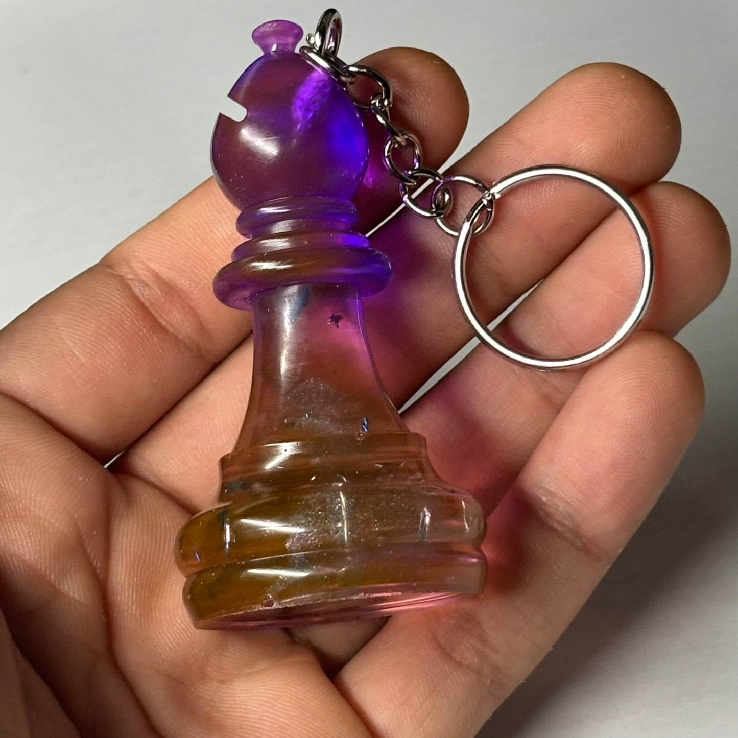 Violet Purple Mixed Bishop - Handmade Resin Keychain - Large Edition