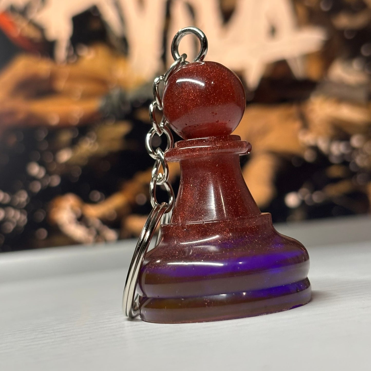 Beautiful Violet Pawn - handmade Resin Keychain - Large Edition