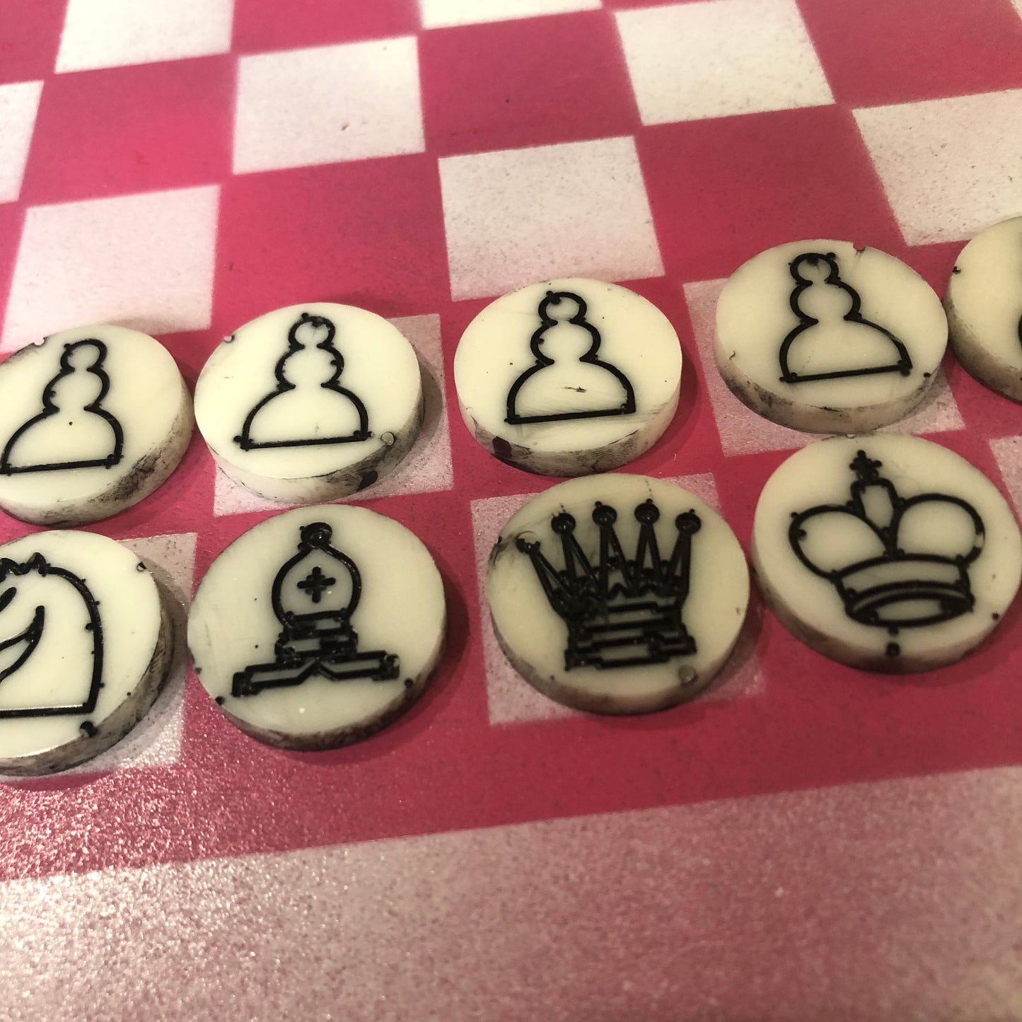 Pink & White - Painted Chess Set