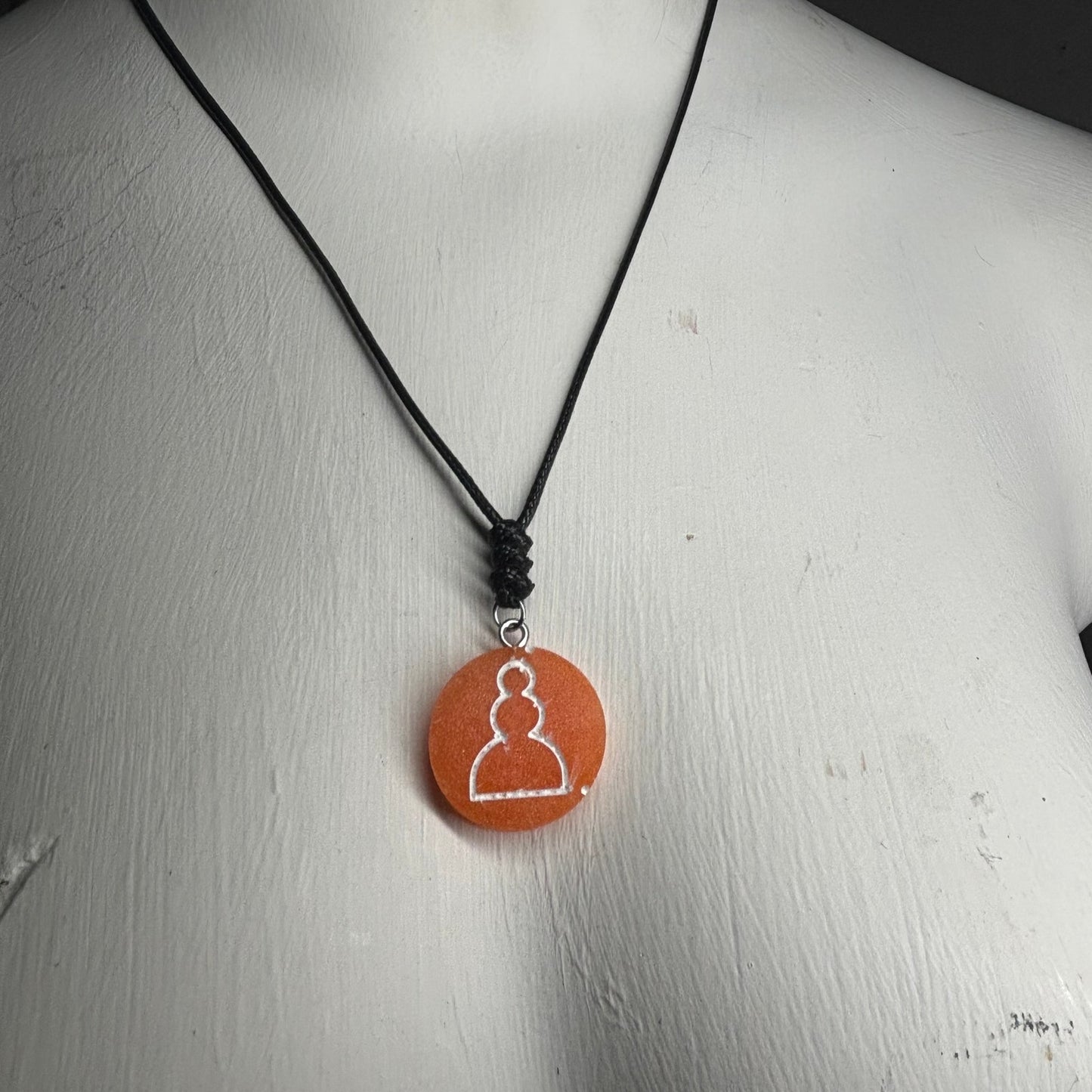 Orange Pawn - Handmade Resin Chess Necklace