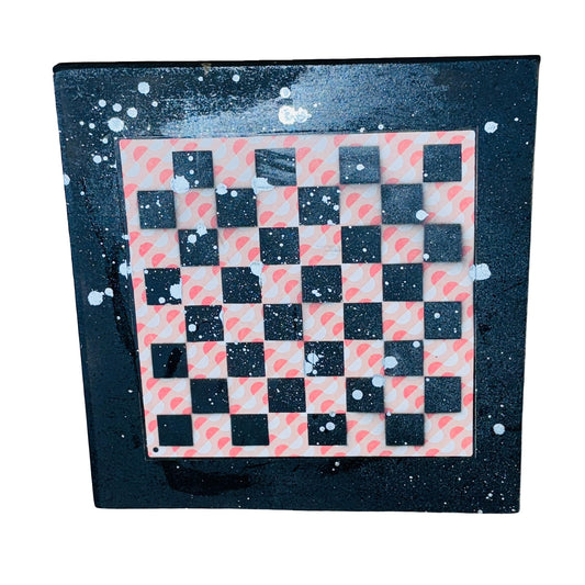 Peach Orange Chrome Drip - Large Scrapbook Chess Board