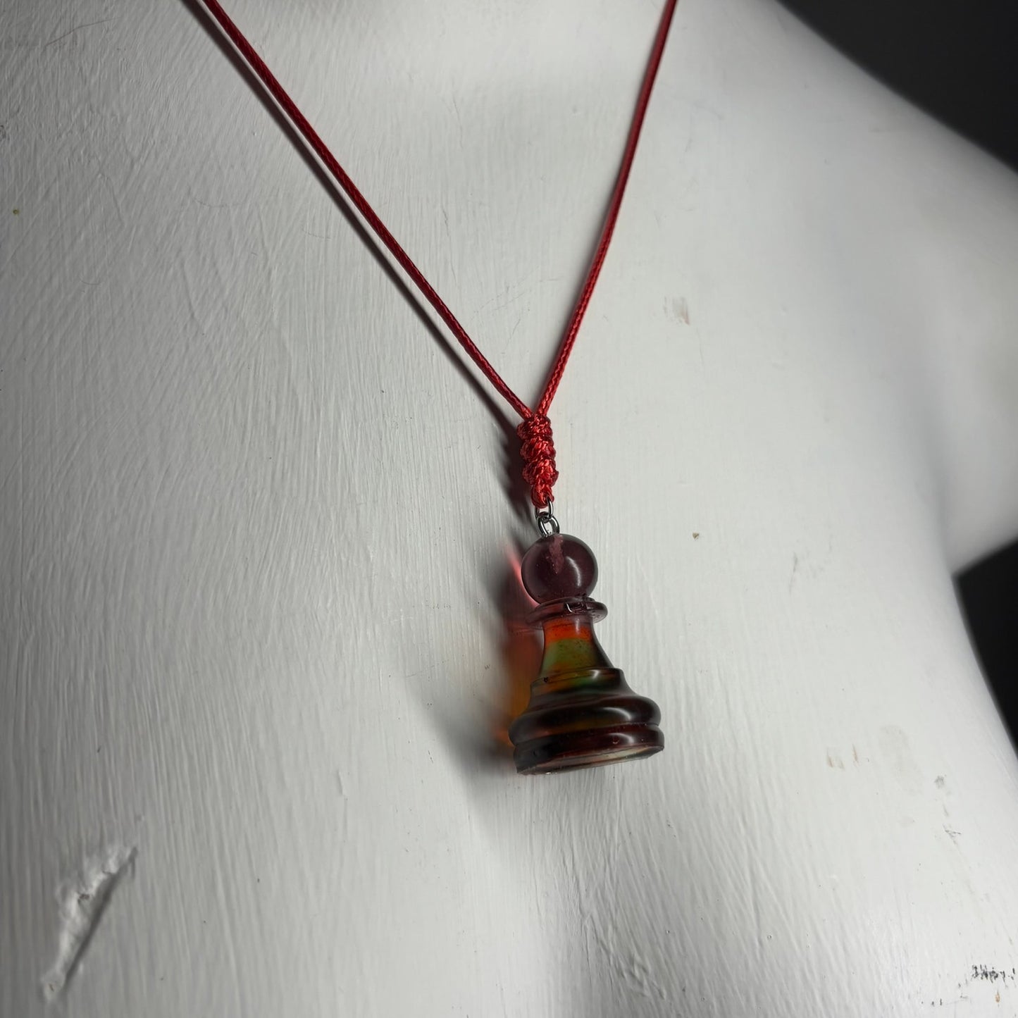 Translucent Red Pawn - Handmade Resin Chess Necklace