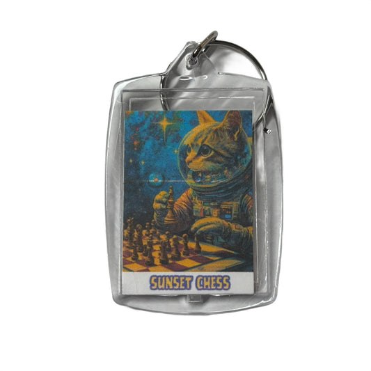 Space Kitty - Chess  Photo Keychain